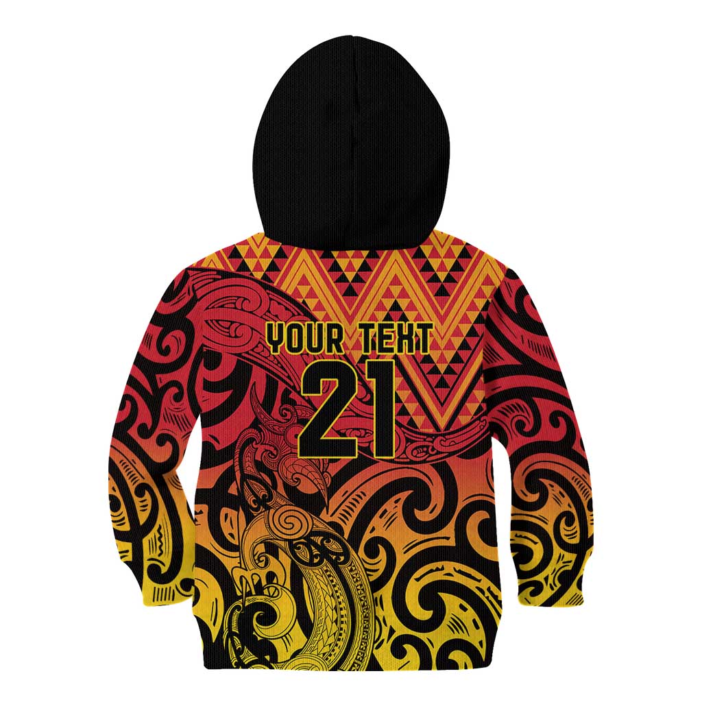 New Zealand Rangatira Custom Kid Hoodie Red and Gold Niho Taniwha Maori Tribal LT9 - Polynesian Pride