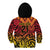 New Zealand Rangatira Custom Kid Hoodie Red and Gold Niho Taniwha Maori Tribal