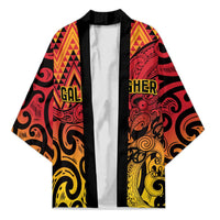 New Zealand Rangatira Custom Kimono Red and Gold Niho Taniwha Maori Tribal LT9 Unisex Gold - Polynesian Pride