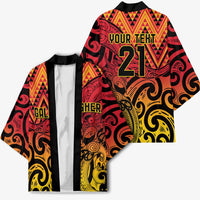 New Zealand Rangatira Custom Kimono Red and Gold Niho Taniwha Maori Tribal LT9 - Polynesian Pride