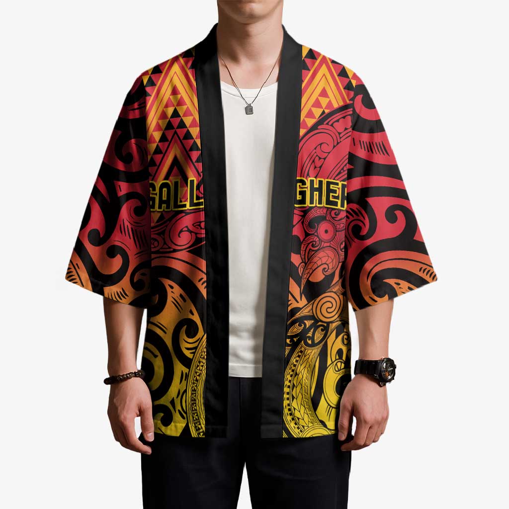 New Zealand Rangatira Custom Kimono Red and Gold Niho Taniwha Maori Tribal LT9 - Polynesian Pride