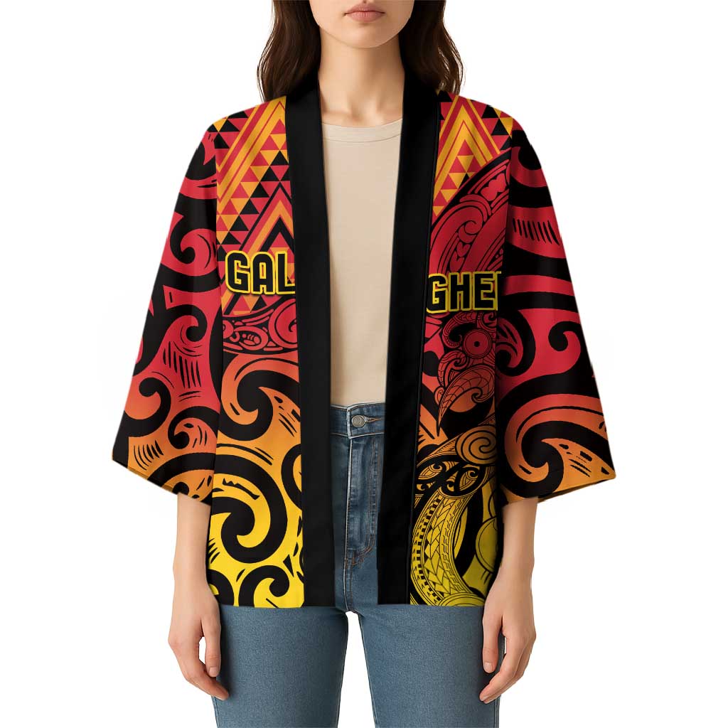 New Zealand Rangatira Custom Kimono Red and Gold Niho Taniwha Maori Tribal LT9 - Polynesian Pride