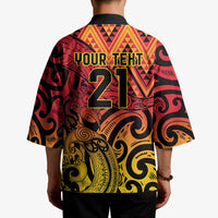 New Zealand Rangatira Custom Kimono Red and Gold Niho Taniwha Maori Tribal LT9 - Polynesian Pride