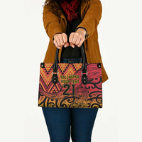 New Zealand Rangatira Custom Leather Bag Red and Gold Niho Taniwha Maori Tribal LT9 - Polynesian Pride