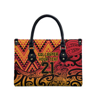 New Zealand Rangatira Custom Leather Bag Red and Gold Niho Taniwha Maori Tribal LT9 - Polynesian Pride