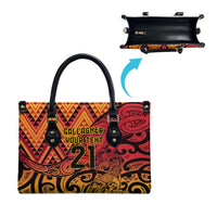 New Zealand Rangatira Custom Leather Bag Red and Gold Niho Taniwha Maori Tribal LT9 - Polynesian Pride