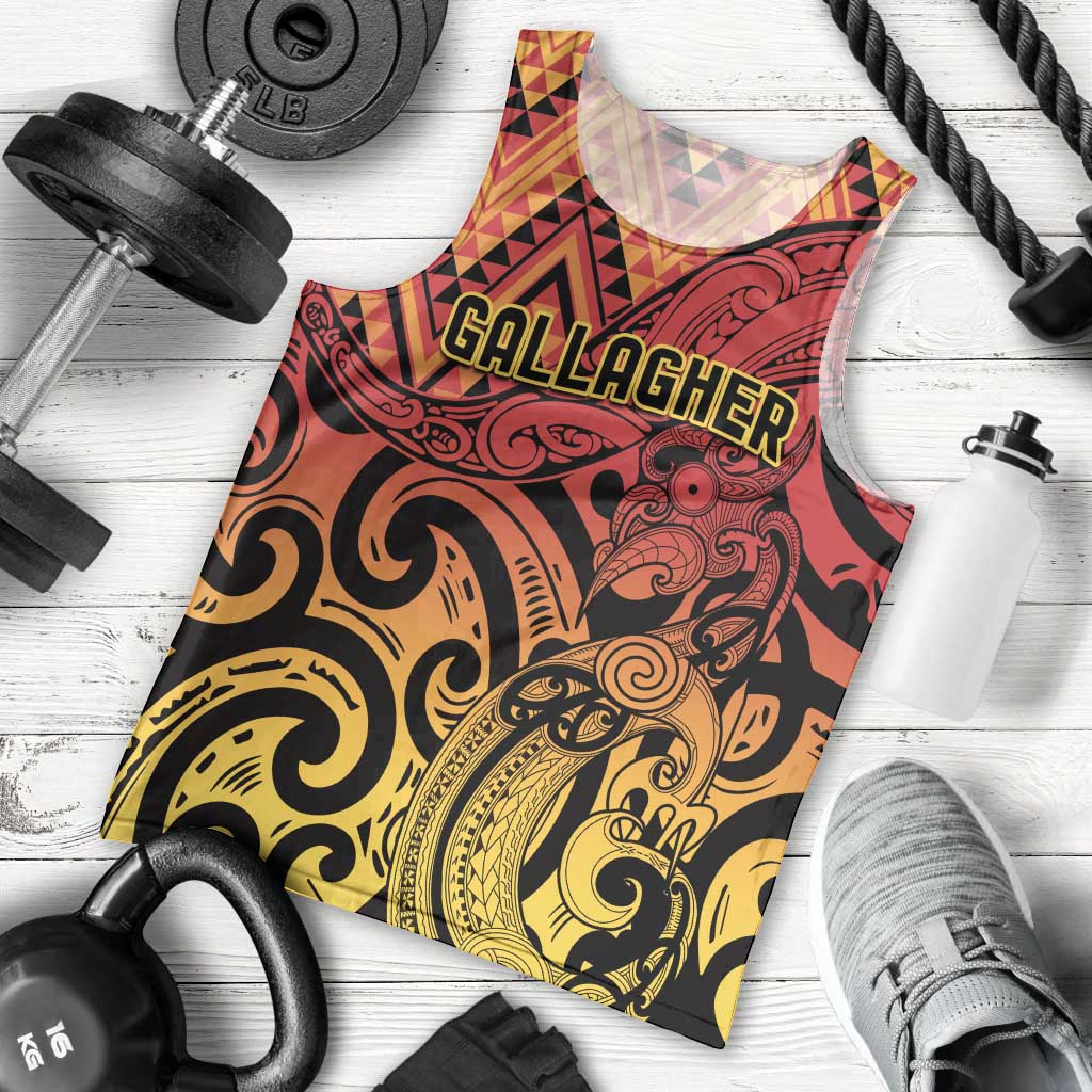 New Zealand Rangatira Custom Men Tank Top Red and Gold Niho Taniwha Maori Tribal LT9 - Polynesian Pride