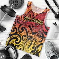 New Zealand Rangatira Custom Men Tank Top Red and Gold Niho Taniwha Maori Tribal LT9 - Polynesian Pride
