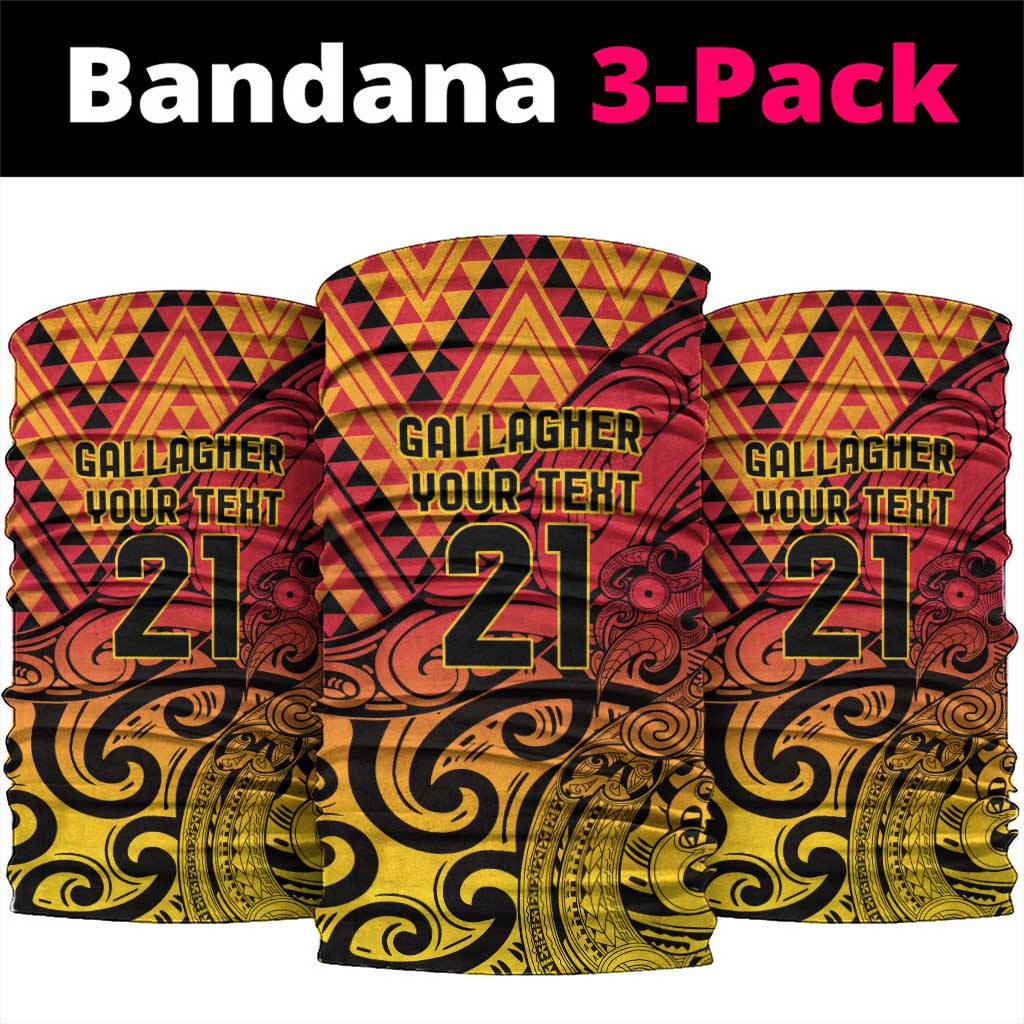 New Zealand Rangatira Custom Neck Gaiter Red and Gold Niho Taniwha Maori Tribal LT9 package One Size: 25*50cm Gold - Polynesian Pride