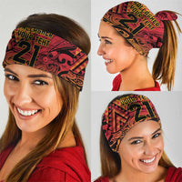 New Zealand Rangatira Custom Neck Gaiter Red and Gold Niho Taniwha Maori Tribal LT9 - Polynesian Pride