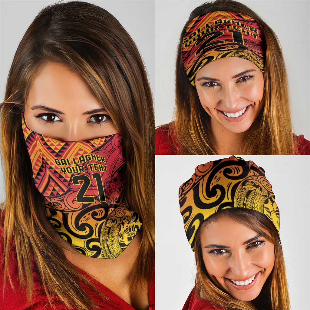 New Zealand Rangatira Custom Neck Gaiter Red and Gold Niho Taniwha Maori Tribal LT9 - Polynesian Pride