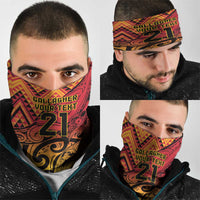 New Zealand Rangatira Custom Neck Gaiter Red and Gold Niho Taniwha Maori Tribal LT9 - Polynesian Pride