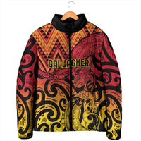 New Zealand Rangatira Custom Padded Jacket Red and Gold Niho Taniwha Maori Tribal - Polynesian Pride