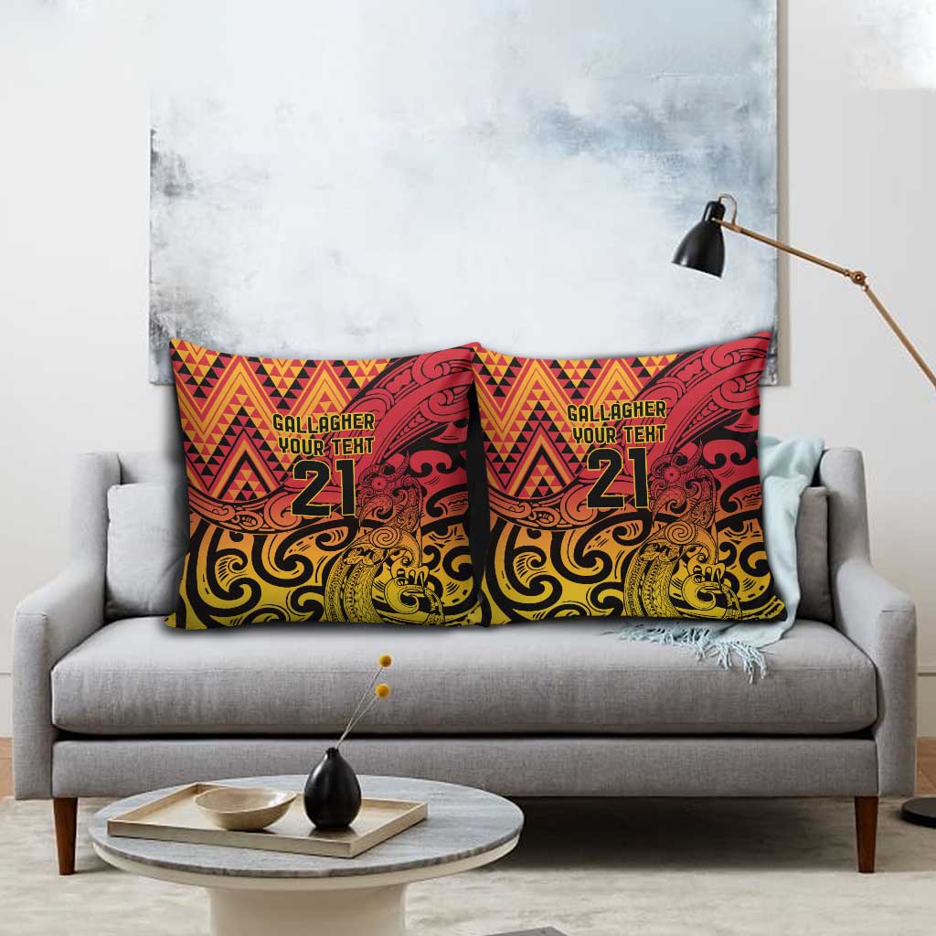 New Zealand Rangatira Custom Pillow Cover Red and Gold Niho Taniwha Maori Tribal LT9 - Polynesian Pride