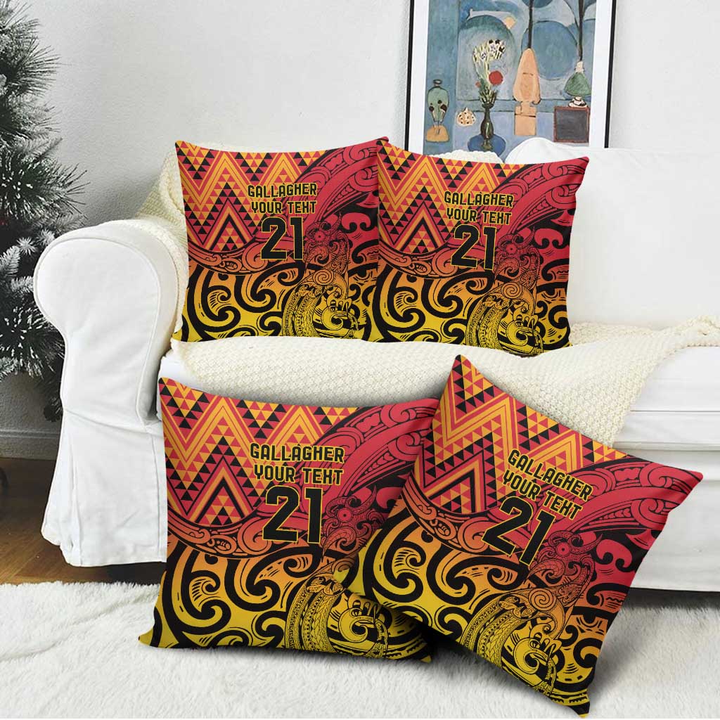 New Zealand Rangatira Custom Pillow Cover Red and Gold Niho Taniwha Maori Tribal LT9 - Polynesian Pride