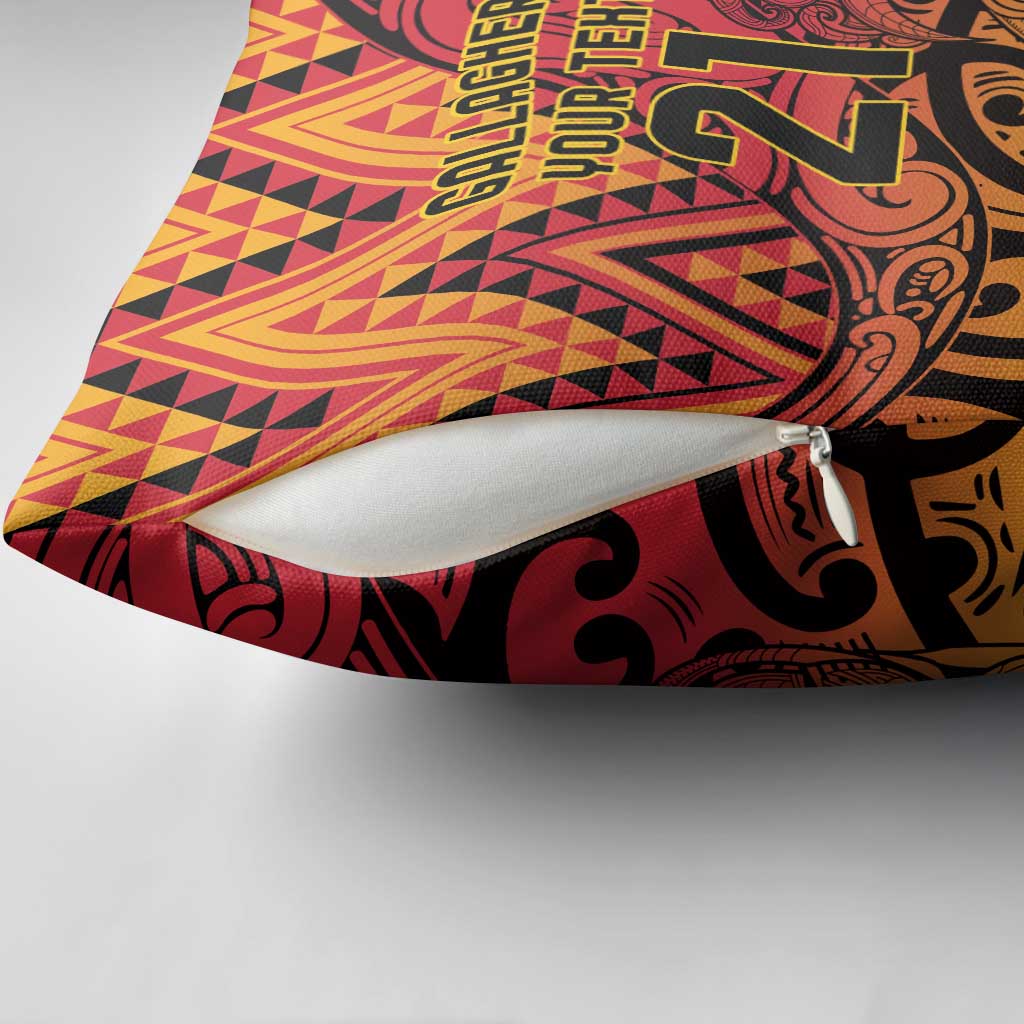 New Zealand Rangatira Custom Pillow Cover Red and Gold Niho Taniwha Maori Tribal LT9 - Polynesian Pride