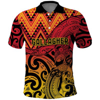 New Zealand Rangatira Custom Polo Shirt Red and Gold Niho Taniwha Maori Tribal LT9 Gold - Polynesian Pride