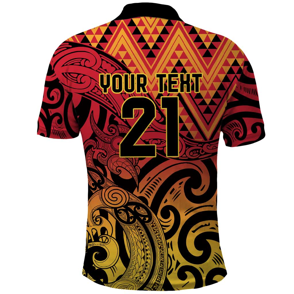 New Zealand Rangatira Custom Polo Shirt Red and Gold Niho Taniwha Maori Tribal LT9 - Polynesian Pride