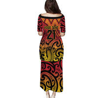 New Zealand Rangatira Custom Puletasi Red and Gold Niho Taniwha Maori Tribal LT9 - Polynesian Pride