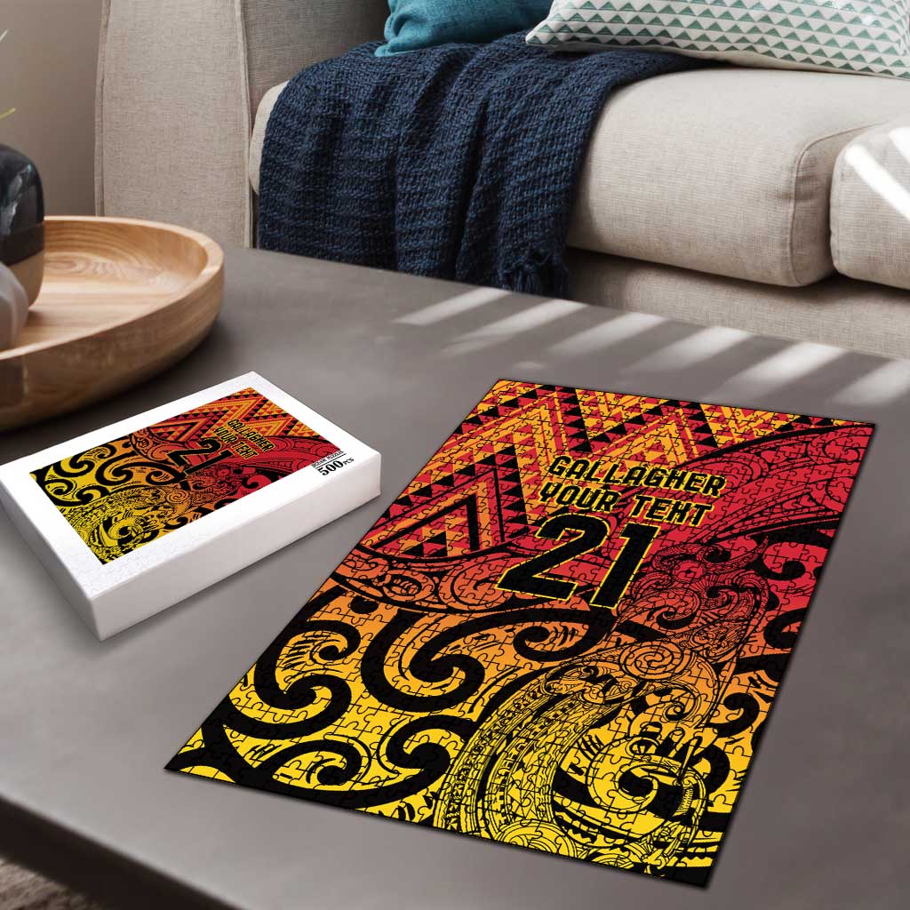 New Zealand Rangatira Custom Puzzle Red and Gold Niho Taniwha Maori Tribal - Polynesian Pride