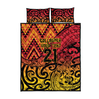 New Zealand Rangatira Custom Quilt Bed Set Red and Gold Niho Taniwha Maori Tribal LT9 - Polynesian Pride
