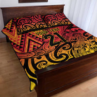 New Zealand Rangatira Custom Quilt Bed Set Red and Gold Niho Taniwha Maori Tribal LT9 - Polynesian Pride