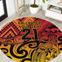 New Zealand Rangatira Custom Round Carpet Red and Gold Niho Taniwha Maori Tribal LT9 Gold - Polynesian Pride