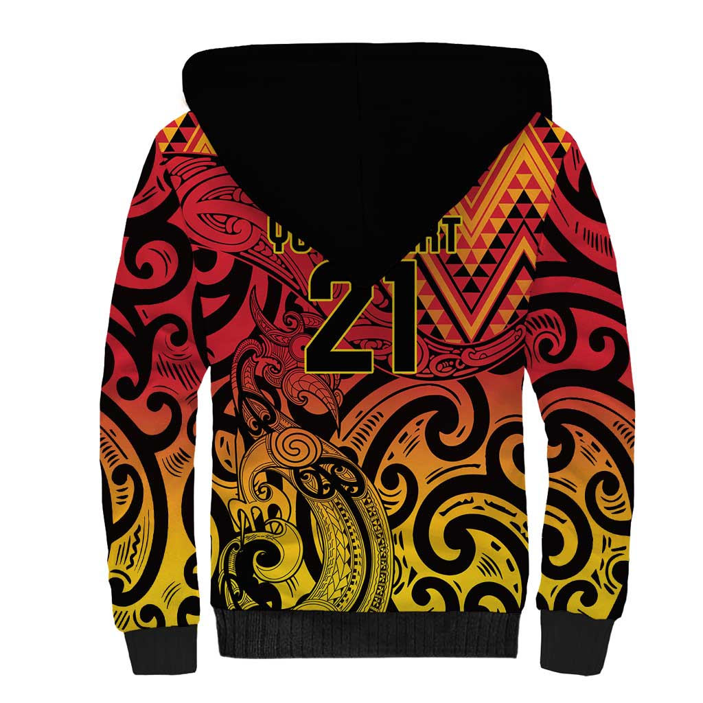 New Zealand Rangatira Custom Sherpa Hoodie Red and Gold Niho Taniwha Maori Tribal LT9 - Polynesian Pride