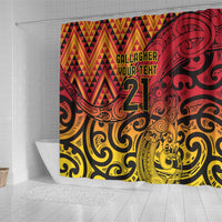 New Zealand Rangatira Custom Shower Curtain Red and Gold Niho Taniwha Maori Tribal LT9 - Polynesian Pride