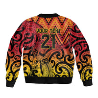 New Zealand Rangatira Custom Sleeve Zip Bomber Jacket Red and Gold Niho Taniwha Maori Tribal LT9 - Polynesian Pride
