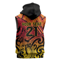 New Zealand Rangatira Custom Sleeveless Hoodie Red and Gold Niho Taniwha Maori Tribal LT9 - Polynesian Pride