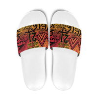New Zealand Rangatira Custom Slide Sandals Red and Gold Niho Taniwha Maori Tribal LT9 Gold - Polynesian Pride