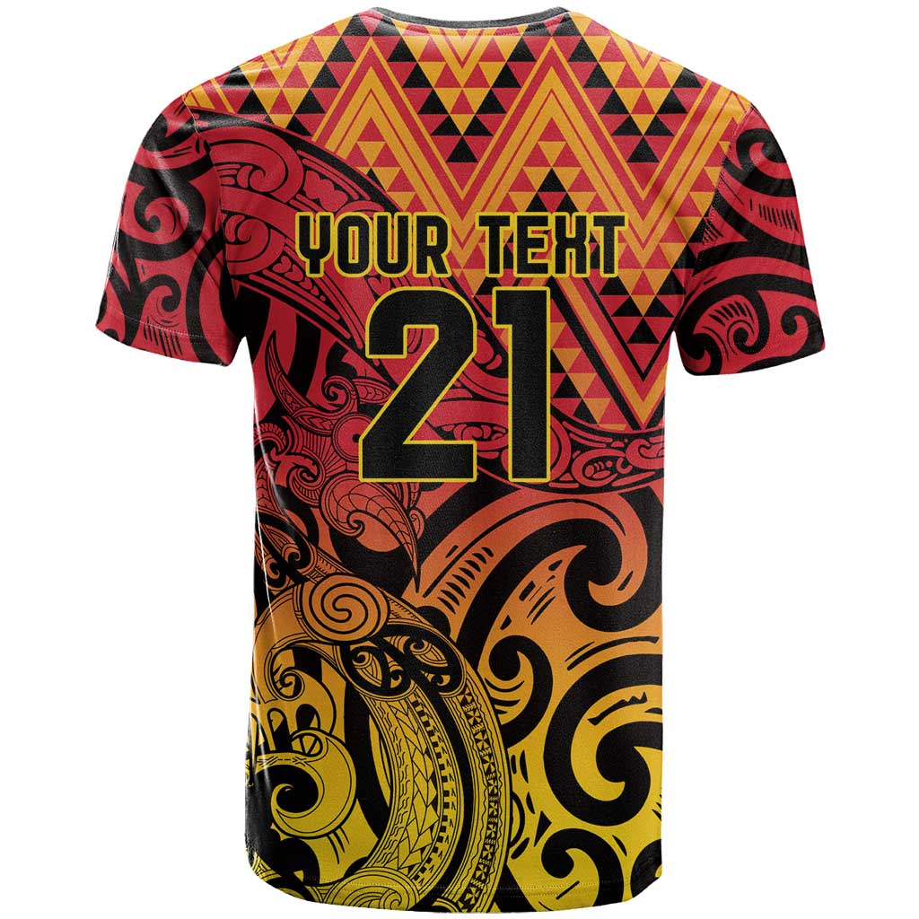 New Zealand Rangatira Custom T Shirt Red and Gold Niho Taniwha Maori Tribal LT9 - Polynesian Pride