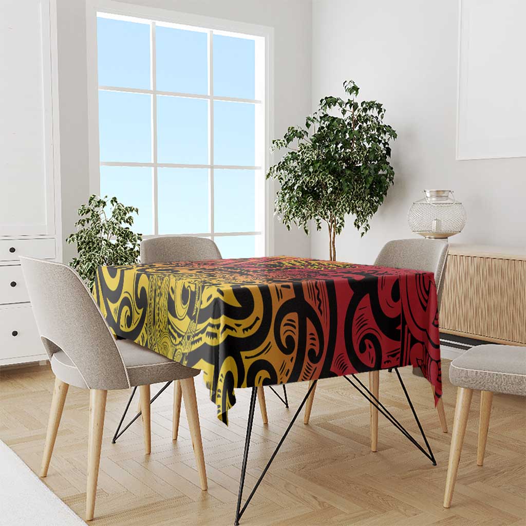 New Zealand Rangatira Custom Tablecloth Red and Gold Niho Taniwha Maori Tribal