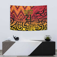 New Zealand Rangatira Custom Tapestry Red and Gold Niho Taniwha Maori Tribal LT9 - Polynesian Pride