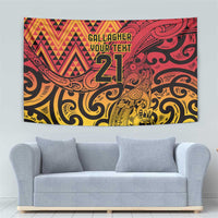 New Zealand Rangatira Custom Tapestry Red and Gold Niho Taniwha Maori Tribal LT9 - Polynesian Pride