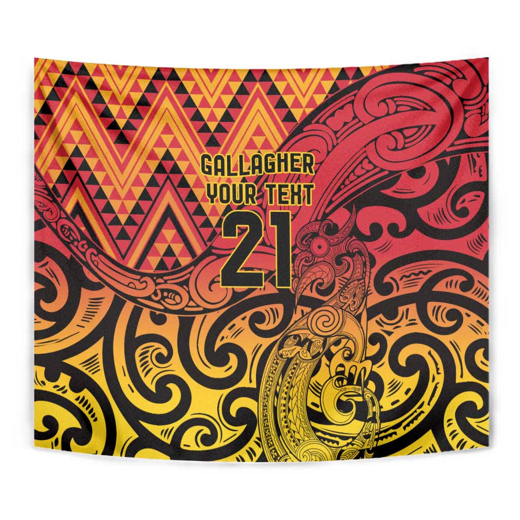 New Zealand Rangatira Custom Tapestry Red and Gold Niho Taniwha Maori Tribal LT9 - Polynesian Pride
