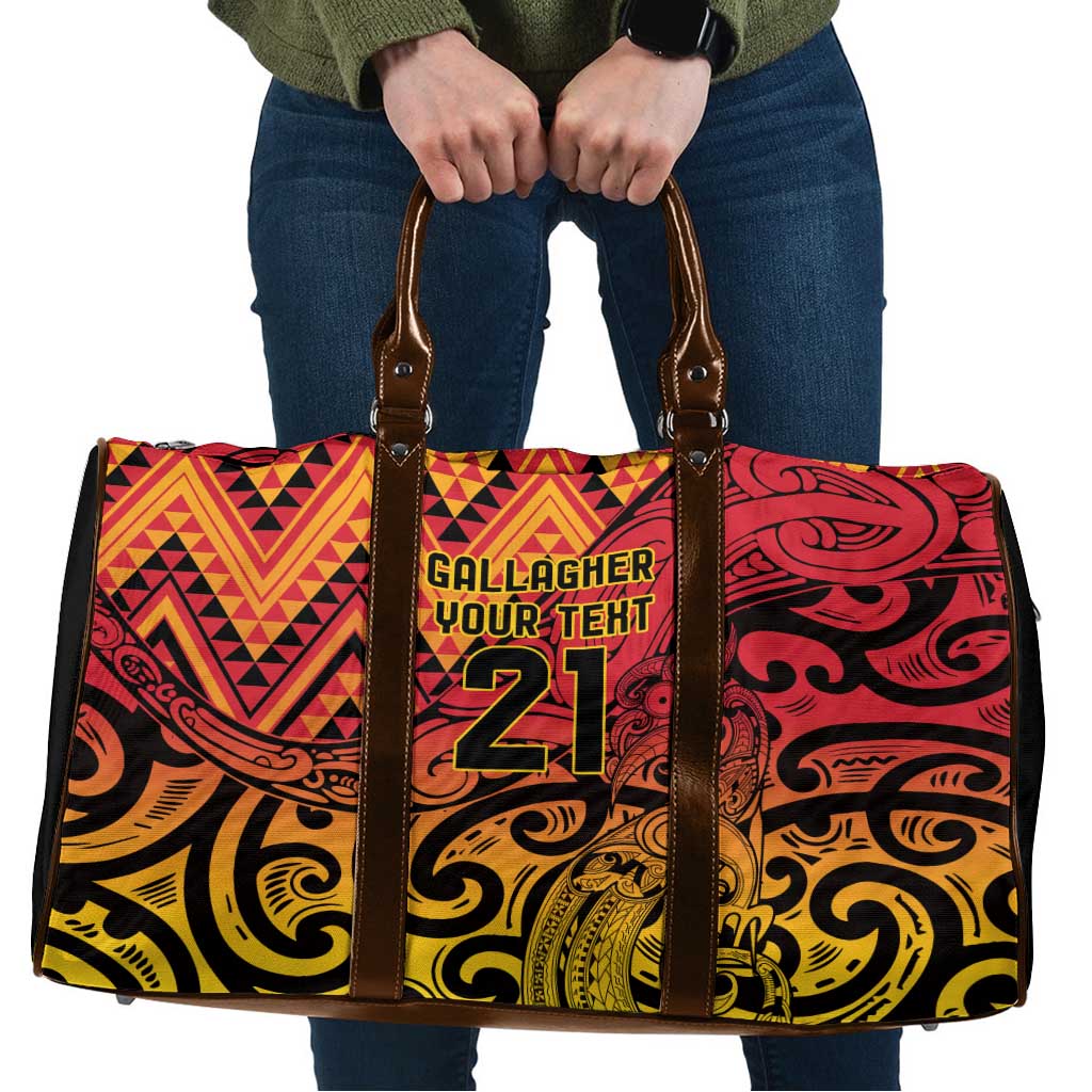 New Zealand Rangatira Custom Travel Bag Red and Gold Niho Taniwha Maori Tribal LT9 Gold - Polynesian Pride