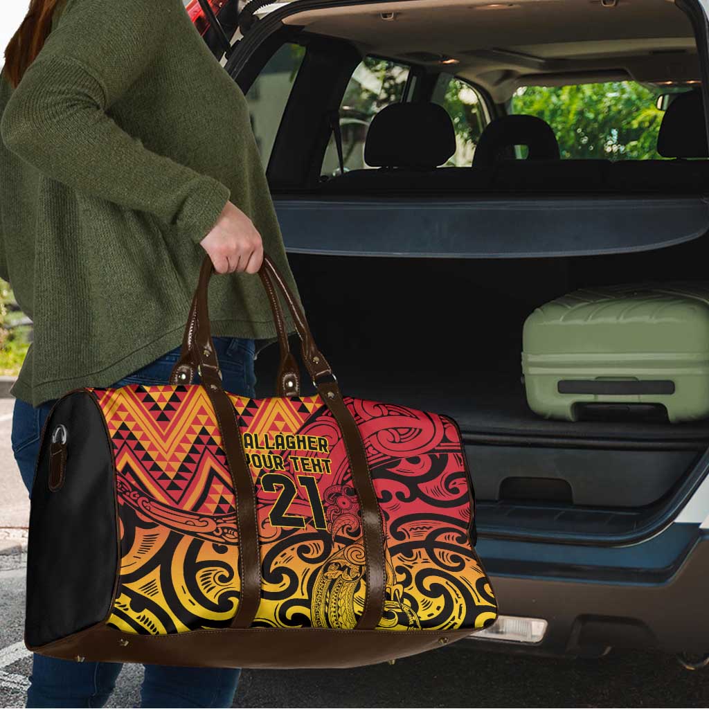 New Zealand Rangatira Custom Travel Bag Red and Gold Niho Taniwha Maori Tribal LT9 - Polynesian Pride