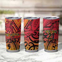 New Zealand Rangatira Custom Tumbler Cup Red and Gold Niho Taniwha Maori Tribal LT9 - Polynesian Pride