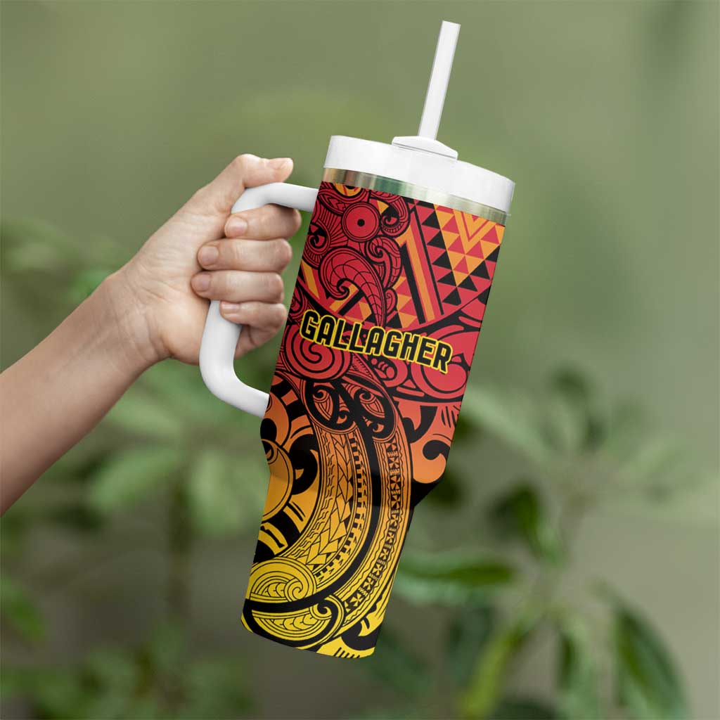New Zealand Rangatira Custom Tumbler With Handle Red and Gold Niho Taniwha Maori Tribal LT9 - Polynesian Pride