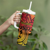 New Zealand Rangatira Custom Tumbler With Handle Red and Gold Niho Taniwha Maori Tribal LT9 - Polynesian Pride