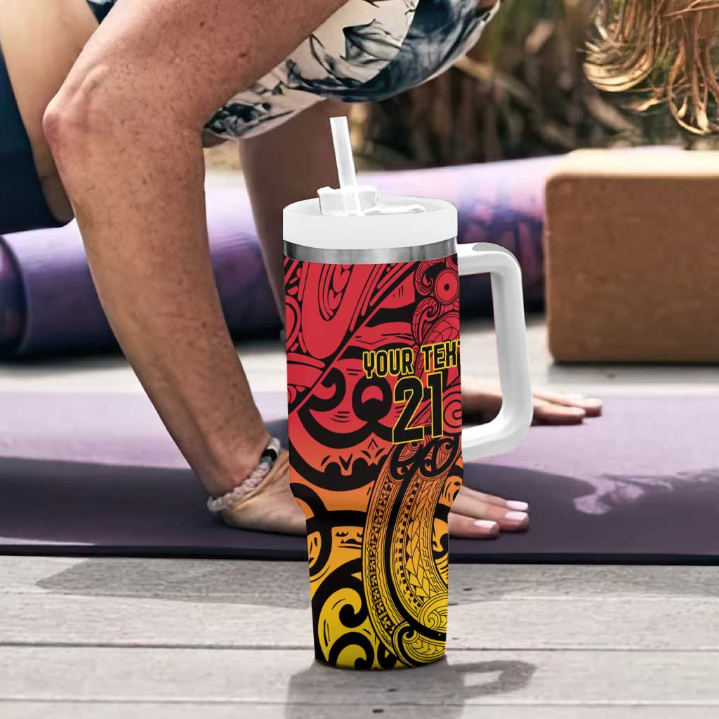 New Zealand Rangatira Custom Tumbler With Handle Red and Gold Niho Taniwha Maori Tribal LT9 - Polynesian Pride