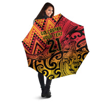 New Zealand Rangatira Custom Umbrella Red and Gold Niho Taniwha Maori Tribal LT9 - Polynesian Pride