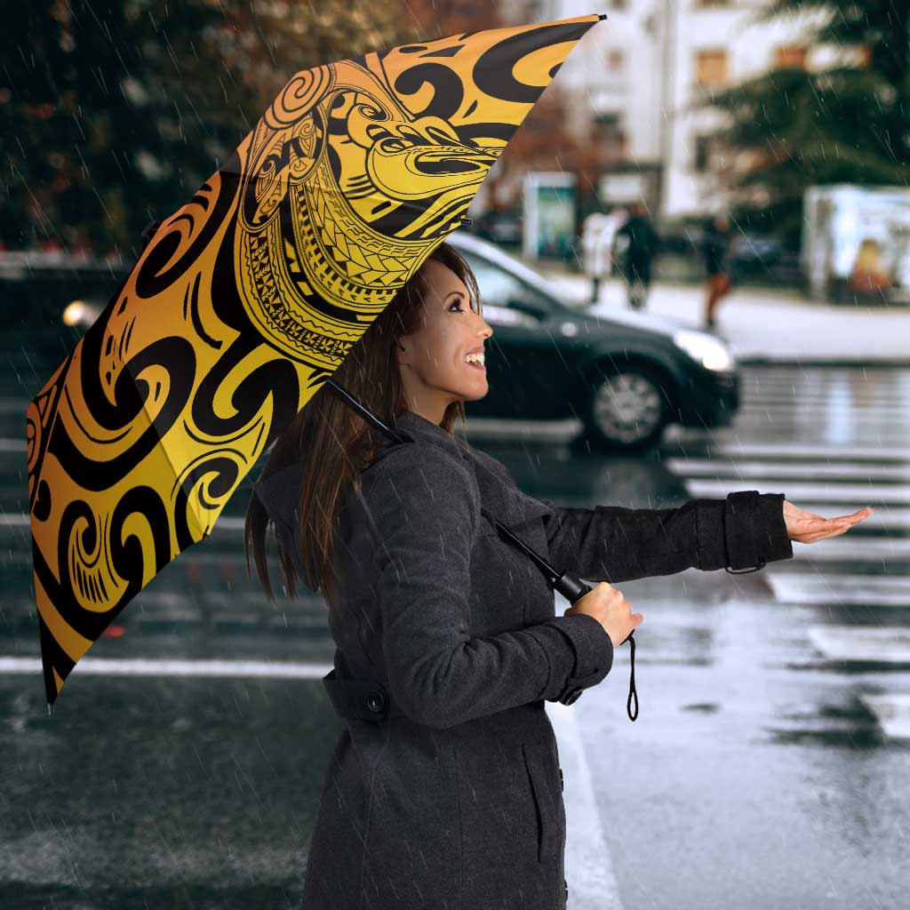 New Zealand Rangatira Custom Umbrella Red and Gold Niho Taniwha Maori Tribal LT9 - Polynesian Pride