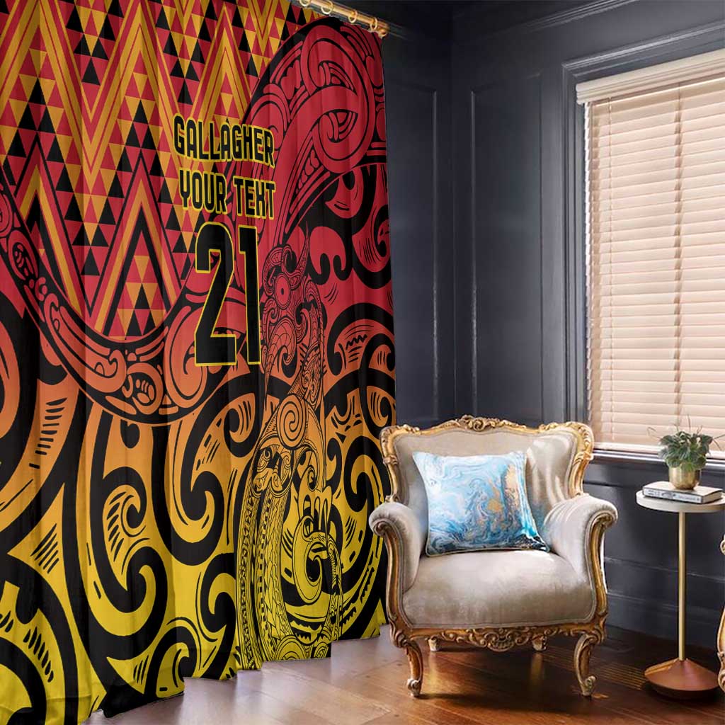 New Zealand Rangatira Custom Window Curtain Red and Gold Niho Taniwha Maori Tribal LT9 - Polynesian Pride