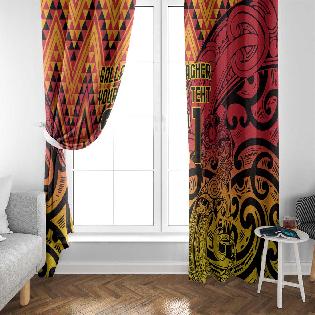 New Zealand Rangatira Custom Window Curtain Red and Gold Niho Taniwha Maori Tribal LT9 - Polynesian Pride