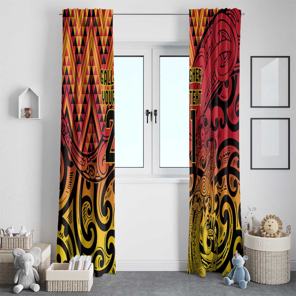 New Zealand Rangatira Custom Window Curtain Red and Gold Niho Taniwha Maori Tribal LT9 - Polynesian Pride
