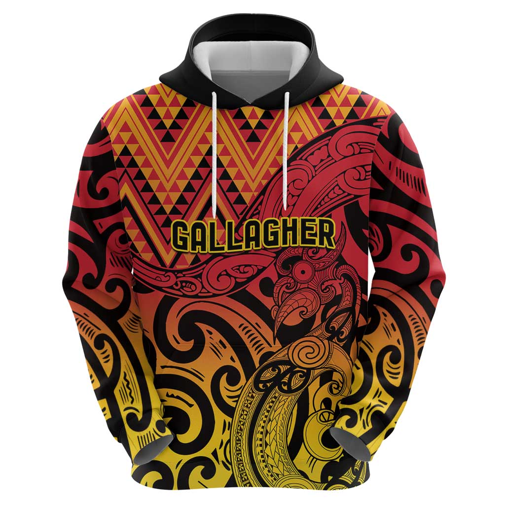 New Zealand Rangatira Custom Zip Hoodie Red and Gold Niho Taniwha Maori Tribal LT9 - Polynesian Pride