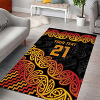 New Zealand Rugby Pacific Custom Area Rug Rangatira Maori Kowhaiwhai Pattern